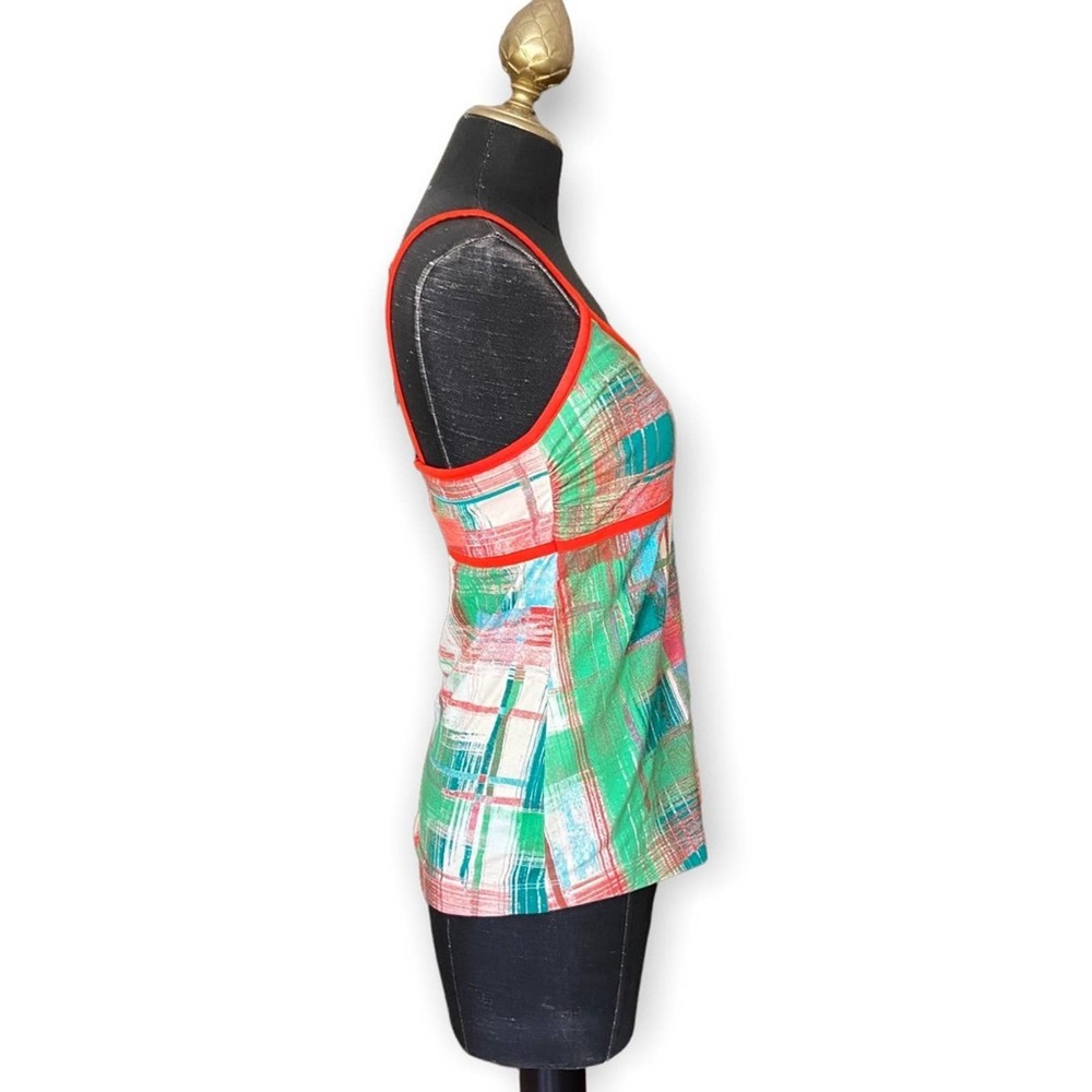 Patagonia Top Tank Cami Plaid Hotline Style Red Orange Green Size Medium - Picture 4 of 8
